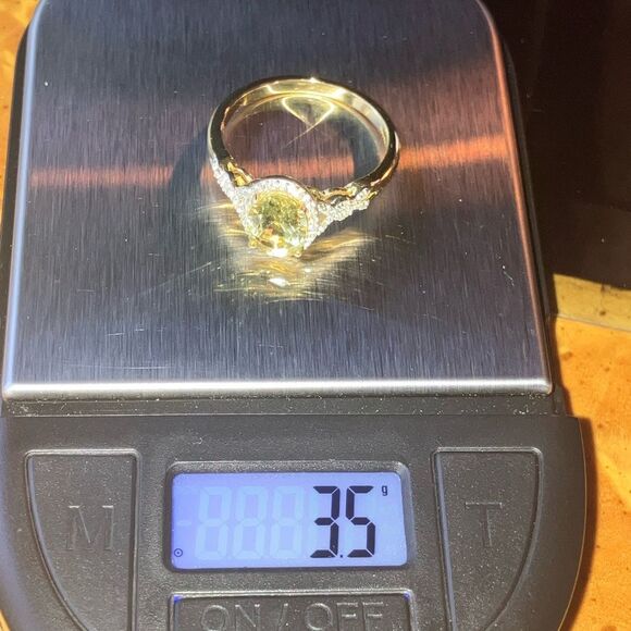 Natural Golden Apatite Sterling Silver Halo Ring Size 10 - Picture 9 of 9